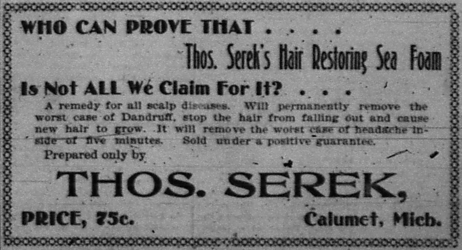 Newspaper ad - The Daily Mining Gazette, 02 Dec 1899